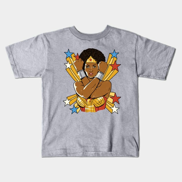 Pam Grier Action Hero Kids T-Shirt by ObiPatricKenobi